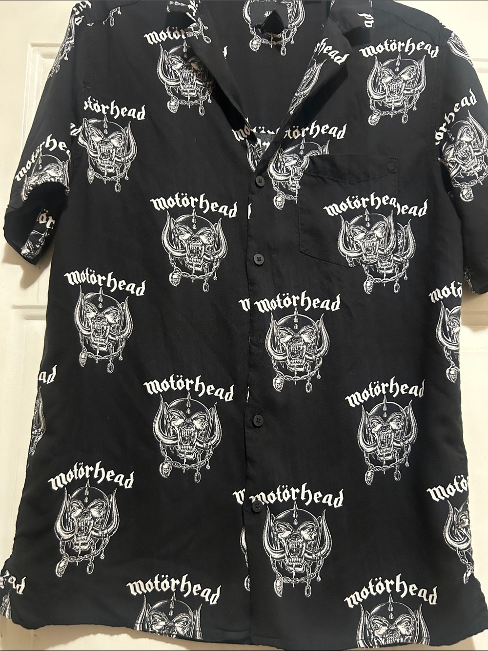 Motörhead Men’s Black Short-Sleeve Button-Up Shirt Small